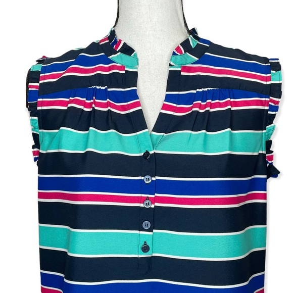 Calvin Klein Cap Multi Color Striped  Button Henley Top
Medium - Picture 4 of 12